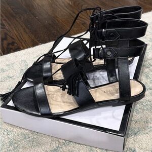 Black Lace-Up Gladiator Sandals - Women
